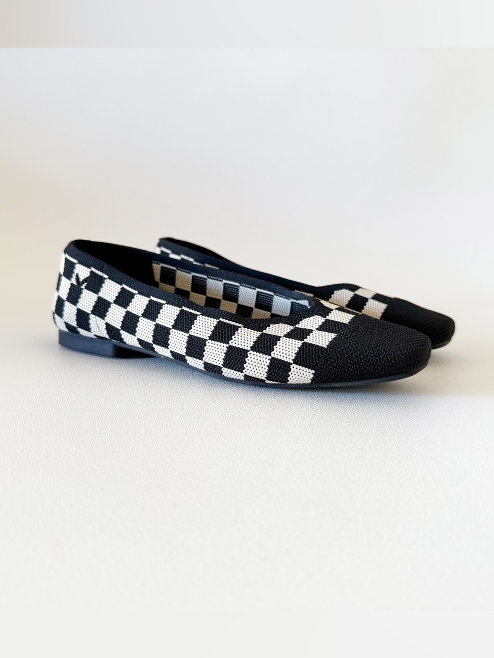 Vivaia Shoes Margot 2.0 Black & White Checker Knit Ballet Flats Chic Preppy 8 - Picture 4 of 15